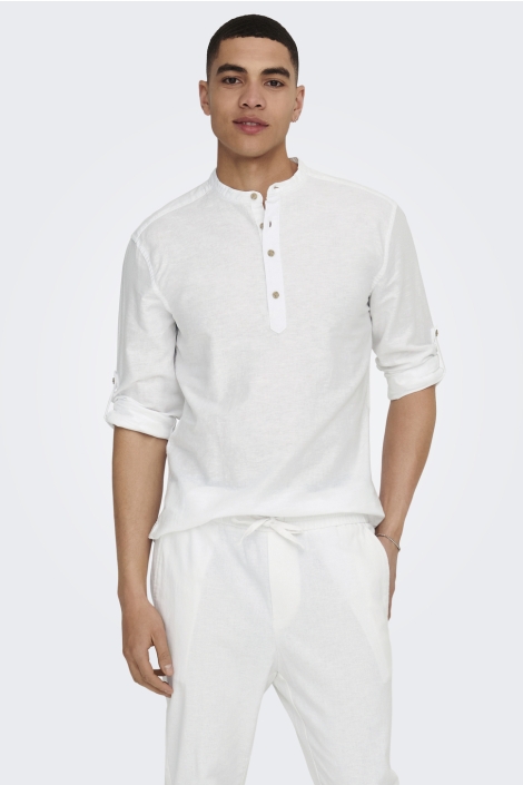 Only & Sons onscaiden ls halfplackt linen shirt